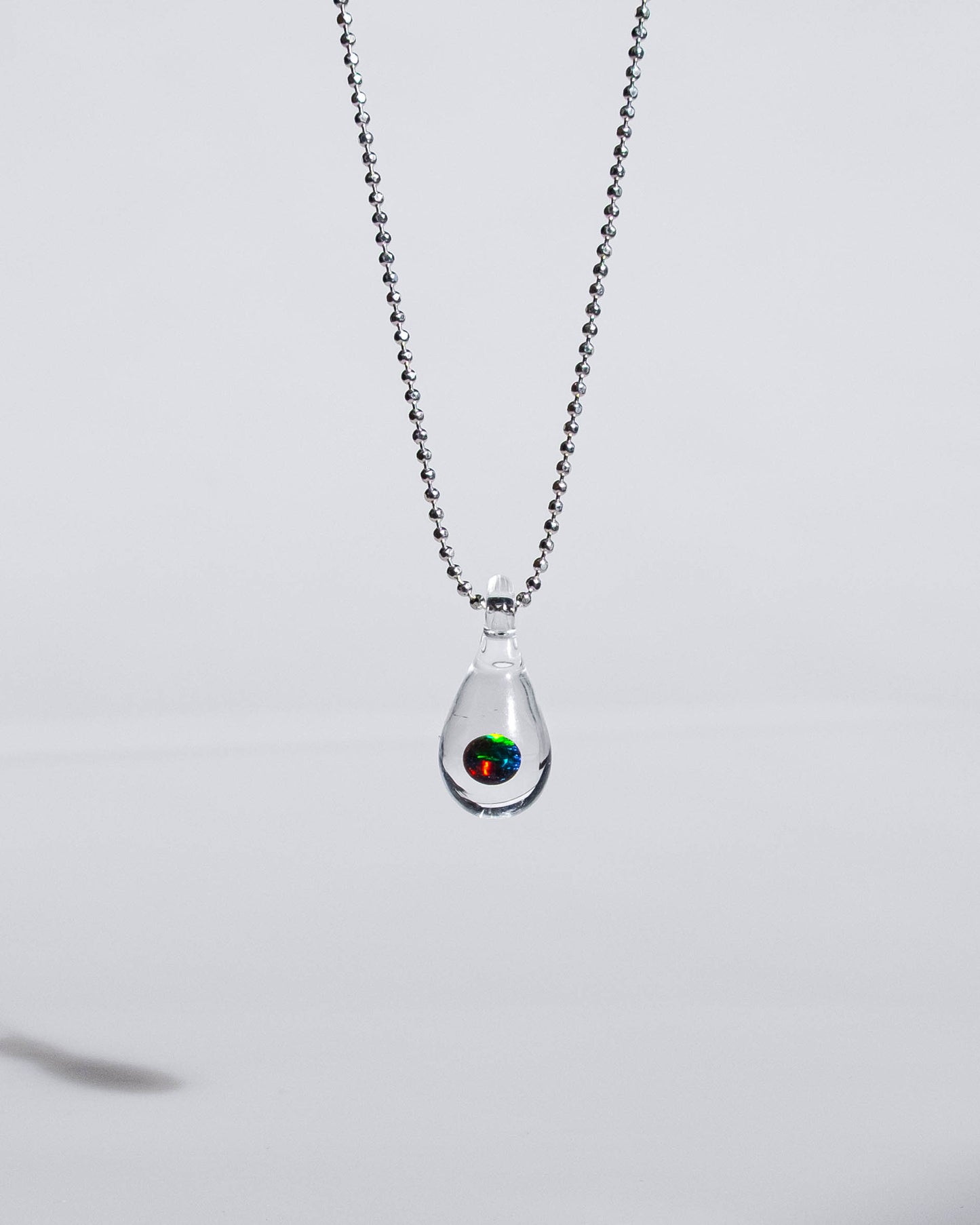 Opal Tear Drop Glass Necklace